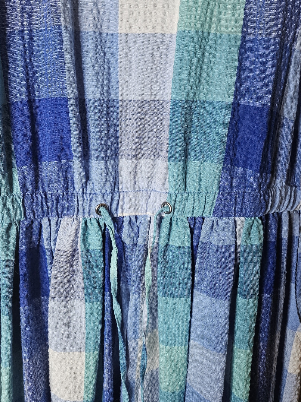 LOFT Blue & Teal Plaid Sleeveless Dress - Picture 4 of 5